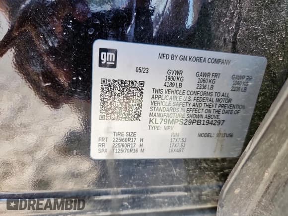 ✅ 2023 Chevrolet TrailBlazer LT • VIN: KL79MPS29PB194297 • Лот: 90395465. Опубликован ранее на Copart с пробегом 60 298 миль. Бесплатный доступ к архиву аукционных продаж из США и подробный отчёт об истории автомобиля на DreamBid. Изображение 13.