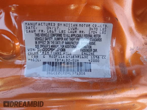 ✅ 2017 Nissan Note SV • VIN: 3N1CE2CP0HL371308 • Лот: 93710715. Опубликован ранее на Copart с пробегом 95 641 миль. Бесплатный доступ к архиву аукционных продаж из США и подробный отчёт об истории автомобиля на DreamBid. Изображение 12.