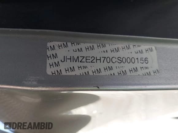 ✅ 2012 Honda Insight EX • VIN: JHMZE2H70CS000156 • Lot: 43483870. Listed on IAAI with Not provided. Free auction sales archive from the USA and detailed vehicle history report at DreamBid. Image 9.