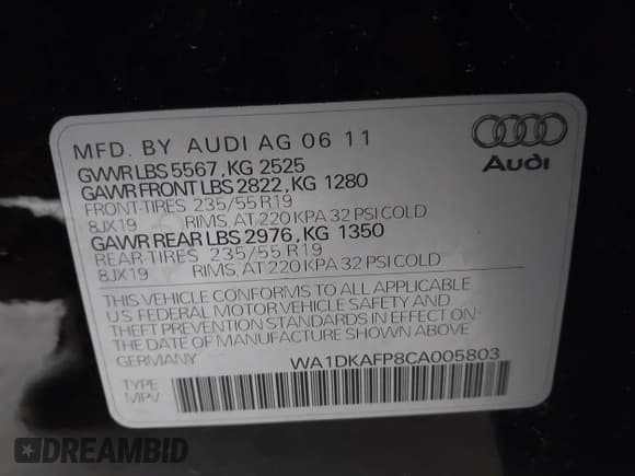 ✅ 2012 Audi Q5 Premium Plus • VIN: WA1DKAFP8CA005803 • Lot: 42285859. Wystawiony na IAAI z przebiegiem 131 906 mil. Bezpłatny archiwum sprzedaży aukcyjnych z USA i szczegółowy raport historii pojazdu na DreamBid. Zdjęcie 9.