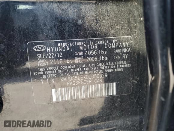 ✅ 2013 Hyundai Elantra • VIN: KMHD35LEXDU050329 • Лот: 92896225. Опубликован ранее на Copart с пробегом 112 591 миль. Бесплатный доступ к архиву аукционных продаж из США и подробный отчёт об истории автомобиля на DreamBid. Изображение 12.