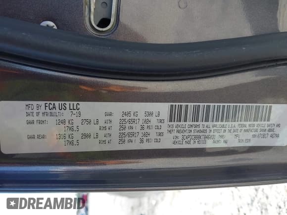 ✅ 2019 Dodge Journey SE • VIN: 3C4PDCBB8KT846031 • Lot: 43406165. Wystawiony na IAAI z przebiegiem 88 256 mil. Bezpłatny archiwum sprzedaży aukcyjnych z USA i szczegółowy raport historii pojazdu na DreamBid. Zdjęcie 9.