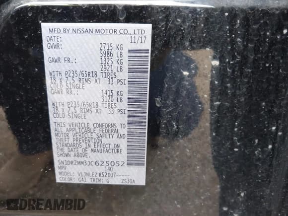 ✅ 2018 Nissan Pathfinder Platinum • VIN: 5N1DR2MM3JC625052 • Lot: 43816186. Wystawiony na IAAI z przebiegiem 78 728 mil. Bezpłatny archiwum sprzedaży aukcyjnych z USA i szczegółowy raport historii pojazdu na DreamBid. Zdjęcie 9.