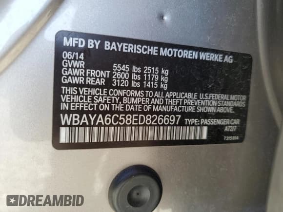 ✅ 2014 BMW 7 Series 740i • VIN: WBAYA6C58ED826697 • Lot: 57130385. Wystawiony na Copart z przebiegiem 50 107 mil. Bezpłatny archiwum sprzedaży aukcyjnych z USA i szczegółowy raport historii pojazdu na DreamBid. Zdjęcie 12.