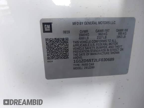 2020 Chevrolet Malibu LT с VIN 1G1ZD5ST2LF030689, выставлен на аукционе IAAI как лот 43331903 с пробегом 93 610 миль миль и . История ставок и продаж доступна на DreamBid. Изображение 9.