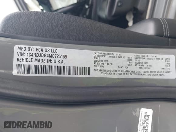 ✅ 2021 Dodge Durango GT • VIN: 1C4RDJDG4MC725159 • Lot: 42276182. Wystawiony na IAAI z przebiegiem 40 768 mil. Bezpłatny archiwum sprzedaży aukcyjnych z USA i szczegółowy raport historii pojazdu na DreamBid. Zdjęcie 9.