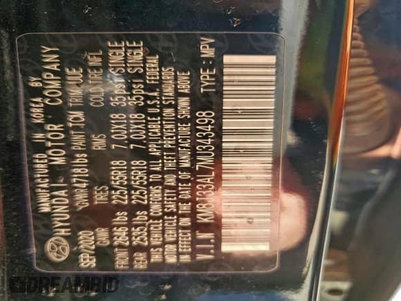 ✅ 2021 Hyundai Tucson Sport • VIN: KM8J33AL7MU343498 • Lot: 93675015. Listed on Copart with 98,846 mi. Free auction sales archive from the USA and detailed vehicle history report at DreamBid. Image 12.