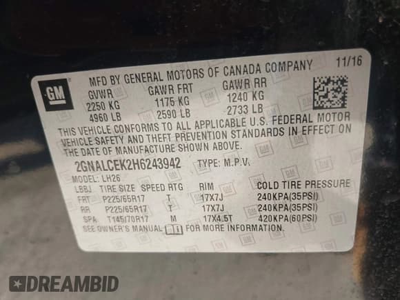 ✅ 2017 Chevrolet Equinox LT • VIN: 2GNALCEK2H6243942 • Лот: 43634501. Опубликован ранее на IAAI с пробегом 82 896 миль. Бесплатный доступ к архиву аукционных продаж из США и подробный отчёт об истории автомобиля на DreamBid. Изображение 9.