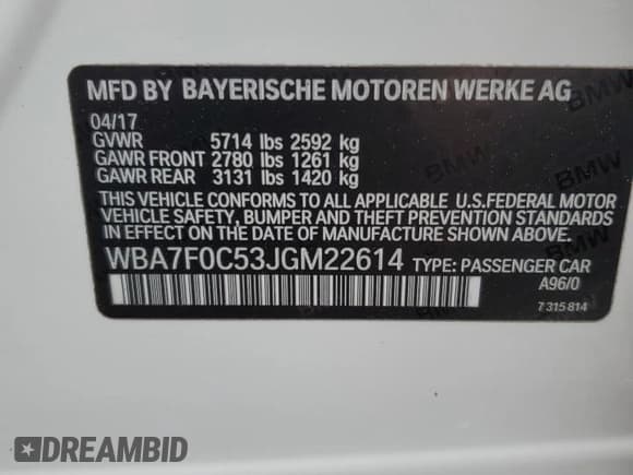 ✅ 2018 BMW 7 Series 750i • VIN: WBA7F0C53JGM22614 • Лот: 51787515. Опубликован ранее на Copart с пробегом Не указан. Бесплатный доступ к архиву аукционных продаж из США и подробный отчёт об истории автомобиля на DreamBid. Изображение 12.