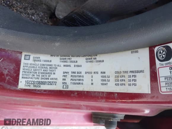 ✅ 2006 Chevrolet Colorado 1LT • VIN: 1GCCS138868125272 • Lot: 43715143. Listed on IAAI with 191,976 mi. Free auction sales archive from the USA and detailed vehicle history report at DreamBid. Image 9.