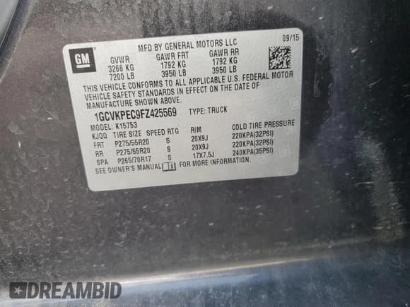 ✅ 2015 Chevrolet Silverado 1500 LS • VIN: 1GCVKPEC9FZ425569 • Lot: 82728495. Listed on Copart with 130,196 mi. Free auction sales archive from the USA and detailed vehicle history report at DreamBid. Image 12.