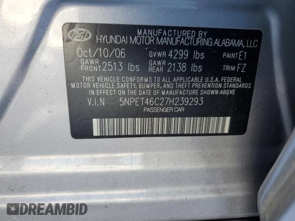 ✅ 2007 Hyundai Sonata GLS • VIN: 5NPET46C27H239293 • Лот: 41815265. Опубликован ранее на Copart с пробегом 170 037 миль. Бесплатный доступ к архиву аукционных продаж из США и подробный отчёт об истории автомобиля на DreamBid. Изображение 14.