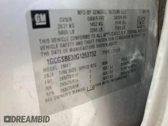 ✅ 2016 Chevrolet Colorado 2WD WT • VIN: 1GCGSBE30G1263732 • Лот: 69881794. Опубликован ранее на Copart с пробегом 159 987 миль. Бесплатный доступ к архиву аукционных продаж из США и подробный отчёт об истории автомобиля на DreamBid. Изображение 12.