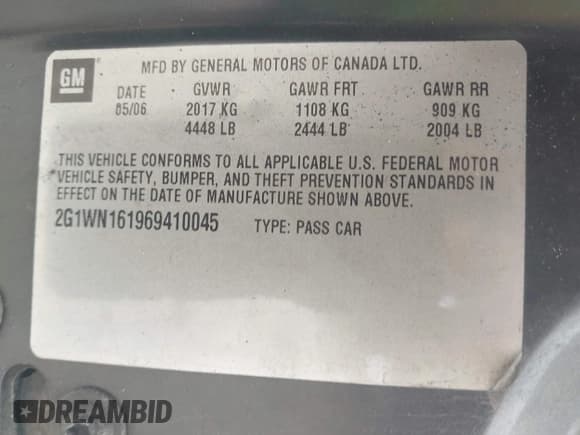 ✅ 2006 Chevrolet Monte Carlo LTZ • VIN: 2G1WN161969410045 • Лот: 42610237. Опубликован ранее на IAAI с пробегом 175 236 миль. Бесплатный доступ к архиву аукционных продаж из США и подробный отчёт об истории автомобиля на DreamBid. Изображение 9.