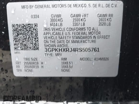 ✅ 2024 Honda Prologue Touring • VIN: 3GPKHXRJ4RS505761 • Lot: 43294063. Listed on IAAI with 6,500 mi. Free auction sales archive from the USA and detailed vehicle history report at DreamBid. Image 9.