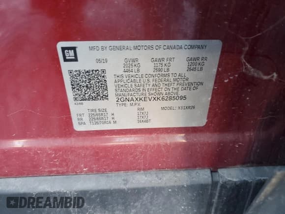 ✅ 2019 Chevrolet Equinox LT • VIN: 2GNAXKEVXK6285095 • Lot: 90124265. Listed on Copart with 241,572 mi. Free auction sales archive from the USA and detailed vehicle history report at DreamBid. Image 13.