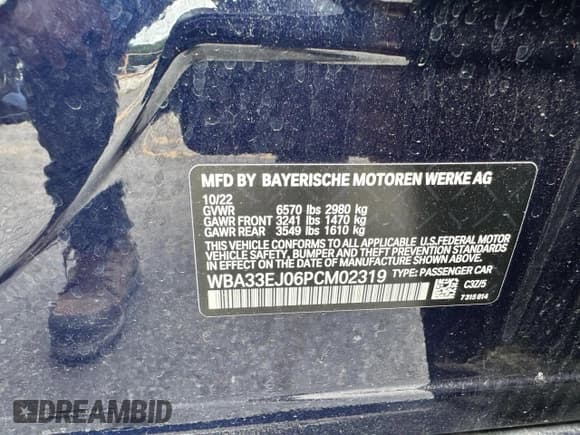 ✅ 2023 BMW 7 Series 760i xDrive • VIN: WBA33EJ06PCM02319 • Lot: 64957095. Listed on Copart with 35,731 mi. Free auction sales archive from the USA and detailed vehicle history report at DreamBid. Image 10.