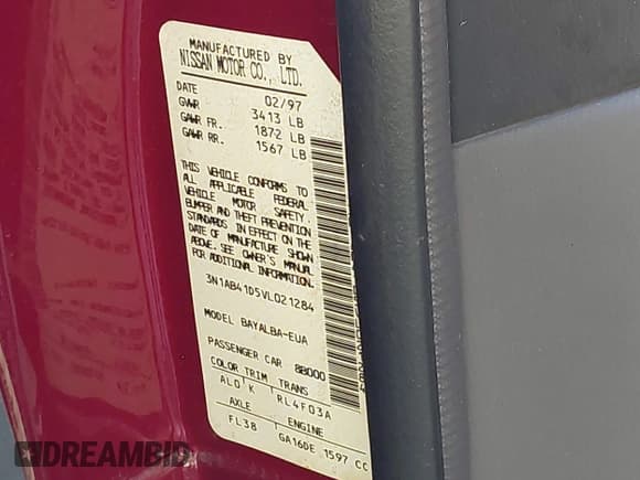 ✅ 1997 Nissan Sentra XE • VIN: 3N1AB41D5VL021284 • Лот: 43336920. Опубликован ранее на IAAI с пробегом 193 338 миль. Бесплатный доступ к архиву аукционных продаж из США и подробный отчёт об истории автомобиля на DreamBid. Изображение 9.