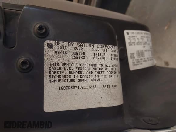 ✅ 1997 Saturn SL • VIN: 1G8ZK5271VZ117222 • Lot: 43566473. Wystawiony na IAAI z przebiegiem 212 293 mil. Bezpłatny archiwum sprzedaży aukcyjnych z USA i szczegółowy raport historii pojazdu na DreamBid. Zdjęcie 9.