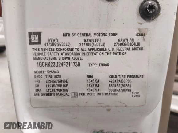 ✅ 2004 Chevrolet Silverado 2500HD LS • VIN: 1GCHK23U24F211730 • Лот: 41813940. Опубликован ранее на IAAI с пробегом 215 576 миль. Бесплатный доступ к архиву аукционных продаж из США и подробный отчёт об истории автомобиля на DreamBid. Изображение 9.