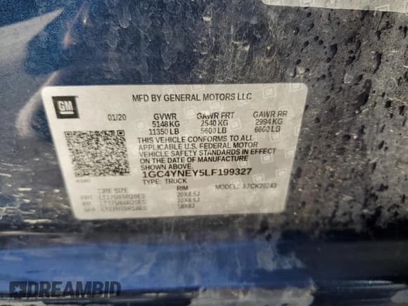 ✅ 2020 Chevrolet Silverado 2500HD LT • VIN: 1GC4YNEY5LF199327 • Lot: 89443845. Listed on Copart with 60,903 mi. Free auction sales archive from the USA and detailed vehicle history report at DreamBid. Image 12.