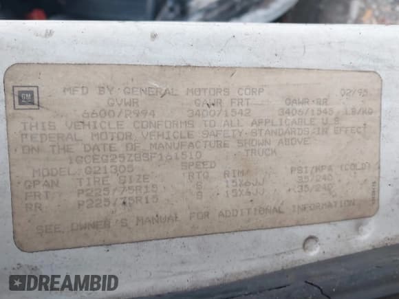 ✅ 1995 Chevrolet Chevy Van • VIN: 1GCEG25Z8SF161510 • Лот: 43742523. Опубликован ранее на IAAI с пробегом Не указан. Бесплатный доступ к архиву аукционных продаж из США и подробный отчёт об истории автомобиля на DreamBid. Изображение 9.