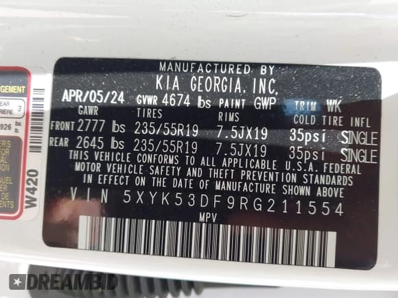 ✅ 2024 Kia Sportage SX-Prestige • VIN: 5XYK53DF9RG211554 • Лот: 42497610. Опубликован ранее на IAAI с пробегом 9 456 миль. Бесплатный доступ к архиву аукционных продаж из США и подробный отчёт об истории автомобиля на DreamBid. Изображение 9.
