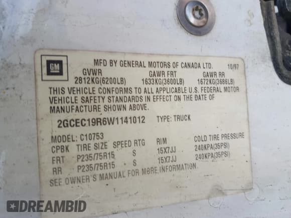 ✅ 1998 Chevrolet Silverado 1500 • VIN: 2GCEC19R6W1141012 • Lot: 43481513. Wystawiony na IAAI z przebiegiem 205 695 mil. Bezpłatny archiwum sprzedaży aukcyjnych z USA i szczegółowy raport historii pojazdu na DreamBid. Zdjęcie 9.