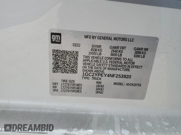 ✅ 2022 Chevrolet Silverado 2500HD • VIN: 1GC2YPEY4NF253920 • Lot: 47177025. Listed on Copart with Not provided. Free auction sales archive from the USA and detailed vehicle history report at DreamBid. Image 13.