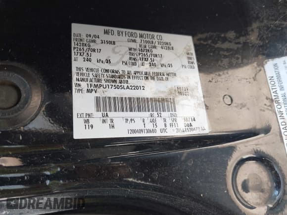 ✅ 2005 Ford Expedition Eddie Bauer • VIN: 1FMPU17505LA22012 • Lot: 42922938. Listed on IAAI with 310,531 mi. Free auction sales archive from the USA and detailed vehicle history report at DreamBid. Image 9.