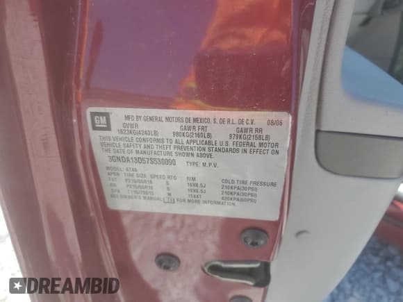 ✅ 2007 Chevrolet HHR LS • VIN: 3GNDA13D57S530090 • Lot: 53024875. Listed on Copart with 81,149 mi. Free auction sales archive from the USA and detailed vehicle history report at DreamBid. Image 13.