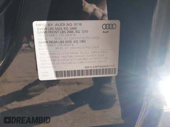 ✅ 2016 Audi Q5 Premium Plus • VIN: WA1L2AFP4GA097705 • Lot: 43418802. Wystawiony na IAAI z przebiegiem 89 080 mil. Bezpłatny archiwum sprzedaży aukcyjnych z USA i szczegółowy raport historii pojazdu na DreamBid. Zdjęcie 9.