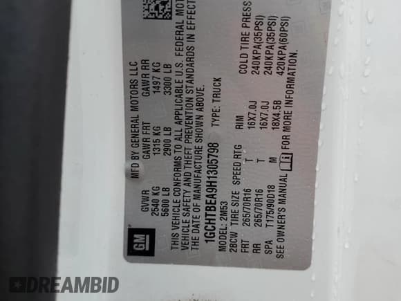 ✅ 2017 Chevrolet Colorado 4WD Work Truck • VIN: 1GCHTBEA9H1305798 • Лот: 81275364. Опубликован ранее на Copart с пробегом Не указан. Бесплатный доступ к архиву аукционных продаж из США и подробный отчёт об истории автомобиля на DreamBid. Изображение 12.