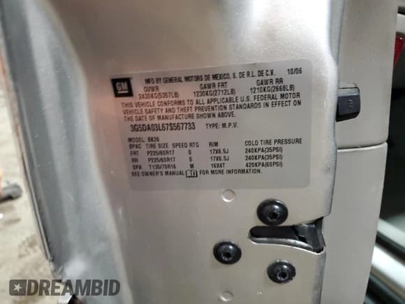 ✅ 2007 Buick Rendezvous CX • VIN: 3G5DA03L67S567733 • Lot: 75403534. Listed on Copart with 105,712 mi. Free auction sales archive from the USA and detailed vehicle history report at DreamBid. Image 13.