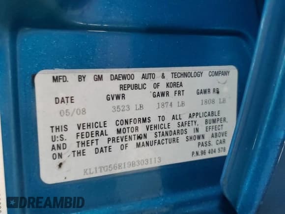 ✅ 2009 Chevrolet Aveo 2LT • VIN: KL1TG56E19B303113 • Lot: 42807385. Wystawiony na Copart z przebiegiem 122 553 mil. Bezpłatny archiwum sprzedaży aukcyjnych z USA i szczegółowy raport historii pojazdu na DreamBid. Zdjęcie 13.