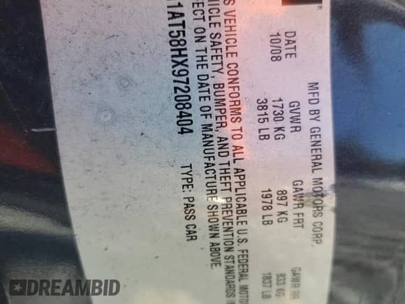 2009 Chevrolet Cobalt 1LT with VIN 1G1AT58HX97208404, listed as a Copart auction lot 89475215 with 130,636 mi miles and Salvage title. Bid and sale history available at DreamBid. Image 12.