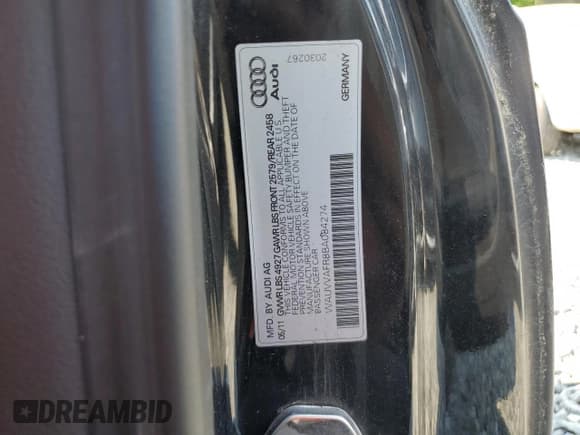 ✅ 2011 Audi S5 Prestige • VIN: WAUVVAFR8BA084274 • Lot: 59582985. Listed on Copart with 109,862 mi. Free auction sales archive from the USA and detailed vehicle history report at DreamBid. Image 12.