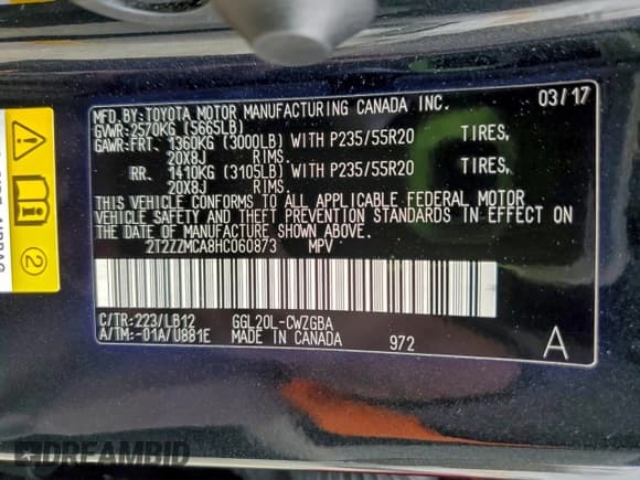 ✅ 2017 Lexus RX 350 • VIN: 2T2ZZMCA8HC060873 • Lot: 93859145. Listed on Copart with 69,624 mi. Free auction sales archive from the USA and detailed vehicle history report at DreamBid. Image 13.