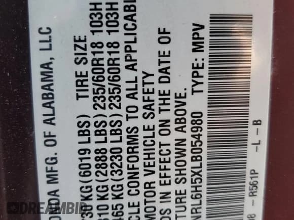 ✅ 2020 Honda Odyssey EX • VIN: 5FNRL6H5XLB054980 • Lot: 59360205. Listed on Copart with 70,346 mi. Free auction sales archive from the USA and detailed vehicle history report at DreamBid. Image 13.