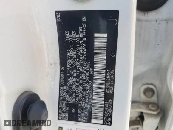 2004 Toyota Highlander с VIN JTEHD21A640027358, выставлен на аукционе Copart как лот 65058355 с пробегом 227 285 миль миль и Чистый • Clean title. История ставок и продаж доступна на DreamBid. Изображение 13.