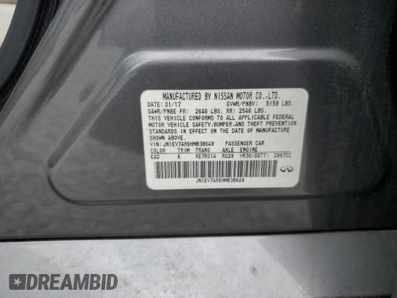 ✅ 2017 Infiniti Q50 Premium • VIN: JN1EV7AR6HM838649 • Лот: 64727225. Опубликован ранее на Copart с пробегом 136 200 миль. Бесплатный доступ к архиву аукционных продаж из США и подробный отчёт об истории автомобиля на DreamBid. Изображение 12.