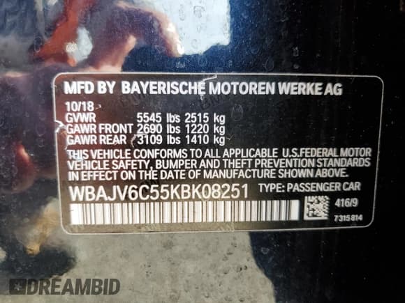 ✅ 2019 BMW 6 Series 640i xDrive • VIN: WBAJV6C55KBK08251 • Lot: 45992474. Wystawiony na Copart z przebiegiem 40 381 mil. Bezpłatny archiwum sprzedaży aukcyjnych z USA i szczegółowy raport historii pojazdu na DreamBid. Zdjęcie 12.