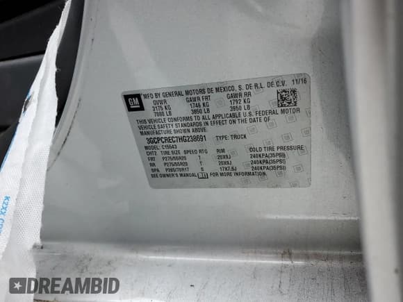 ✅ 2017 Chevrolet Silverado 1500 LT • VIN: 3GCPCREC7HG238691 • Лот: 70358044. Опубликован ранее на Copart с пробегом 117 425 миль. Бесплатный доступ к архиву аукционных продаж из США и подробный отчёт об истории автомобиля на DreamBid. Изображение 12.