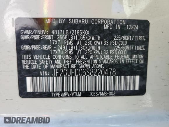 ✅ 2025 Subaru Crosstrek Premium • VIN: JF2GUHDC6S8220478 • Лот: 87076665. Опубликован ранее на Copart с пробегом 10 727 миль. Бесплатный доступ к архиву аукционных продаж из США и подробный отчёт об истории автомобиля на DreamBid. Изображение 13.