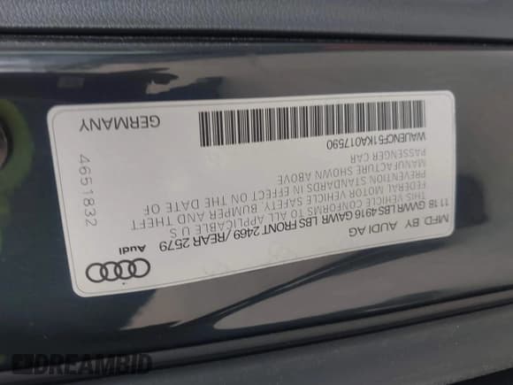 ✅ 2019 Audi A5 Sportback Premium Plus • VIN: WAUENCF51KA017590 • Lot: 39318881. Listed on IAAI with 75,830 mi. Free auction sales archive from the USA and detailed vehicle history report at DreamBid. Image 9.