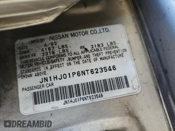 ✅ 1992 Nissan Maxima • VIN: JN1HJ01P6NT623546 • Лот: 78095314. Опубликован ранее на Copart с пробегом 104 718 миль. Бесплатный доступ к архиву аукционных продаж из США и подробный отчёт об истории автомобиля на DreamBid. Изображение 12.