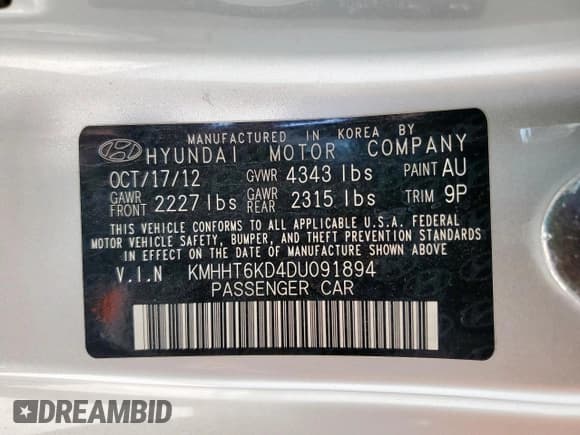 ✅ 2013 Hyundai Genesis Coupe 2.0T • VIN: KMHHT6KD4DU091894 • Lot: 66960245. Wystawiony na Copart z przebiegiem 114 658 mil. Bezpłatny archiwum sprzedaży aukcyjnych z USA i szczegółowy raport historii pojazdu na DreamBid. Zdjęcie 12.