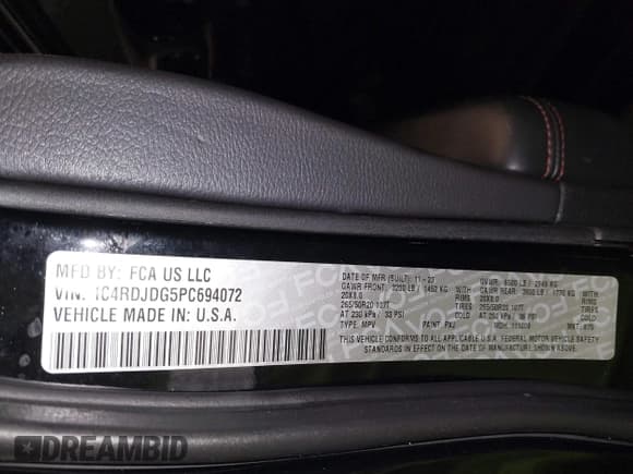 ✅ 2023 Dodge Durango GT Plus • VIN: 1C4RDJDG5PC694072 • Lot: 41971479. Listed on IAAI with 7,374 mi. Free auction sales archive from the USA and detailed vehicle history report at DreamBid. Image 9.