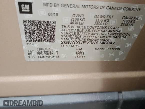 2019 Chevrolet Equinox LT z VIN 2GNAXUEV0K6146847, wystawiony jako Copart lot #86467535 z przebiegiem 51 472 mil mil oraz Szkoda całkowita • Salvage title. Historia ofert i sprzedaży dostępna na DreamBid. Obrazek 13.