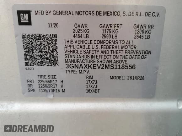 ✅ 2021 Chevrolet Equinox LT • VIN: 3GNAXKEV2MS118556 • Лот: 85089785. Опубликован ранее на Copart с пробегом 114 497 миль. Бесплатный доступ к архиву аукционных продаж из США и подробный отчёт об истории автомобиля на DreamBid. Изображение 13.